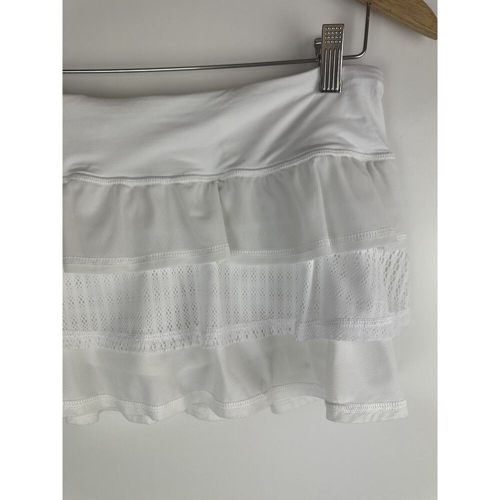 Lululemon Run Nothing to Hide Mini Micro Skort Skirt Shorts Tiered White Size 6 - Picture 4 of 16